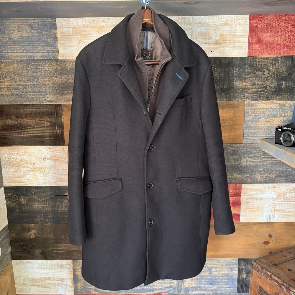 Gimos Jacket Overcoat 2 Way Zip Brown Wool Cashmere Medium Mens 6U470